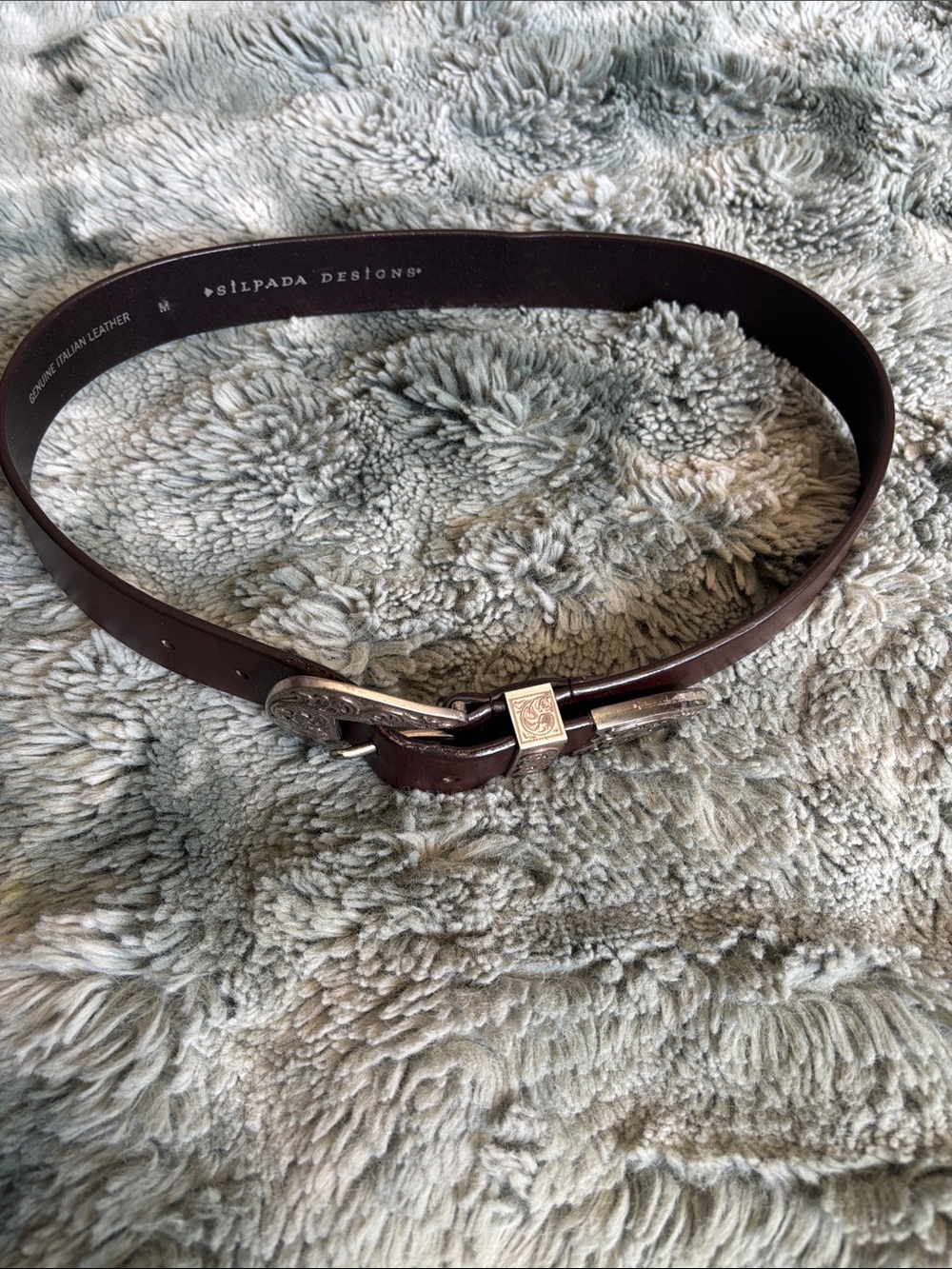 Silpada Designs Brown Leather Belt with Silver Buckle